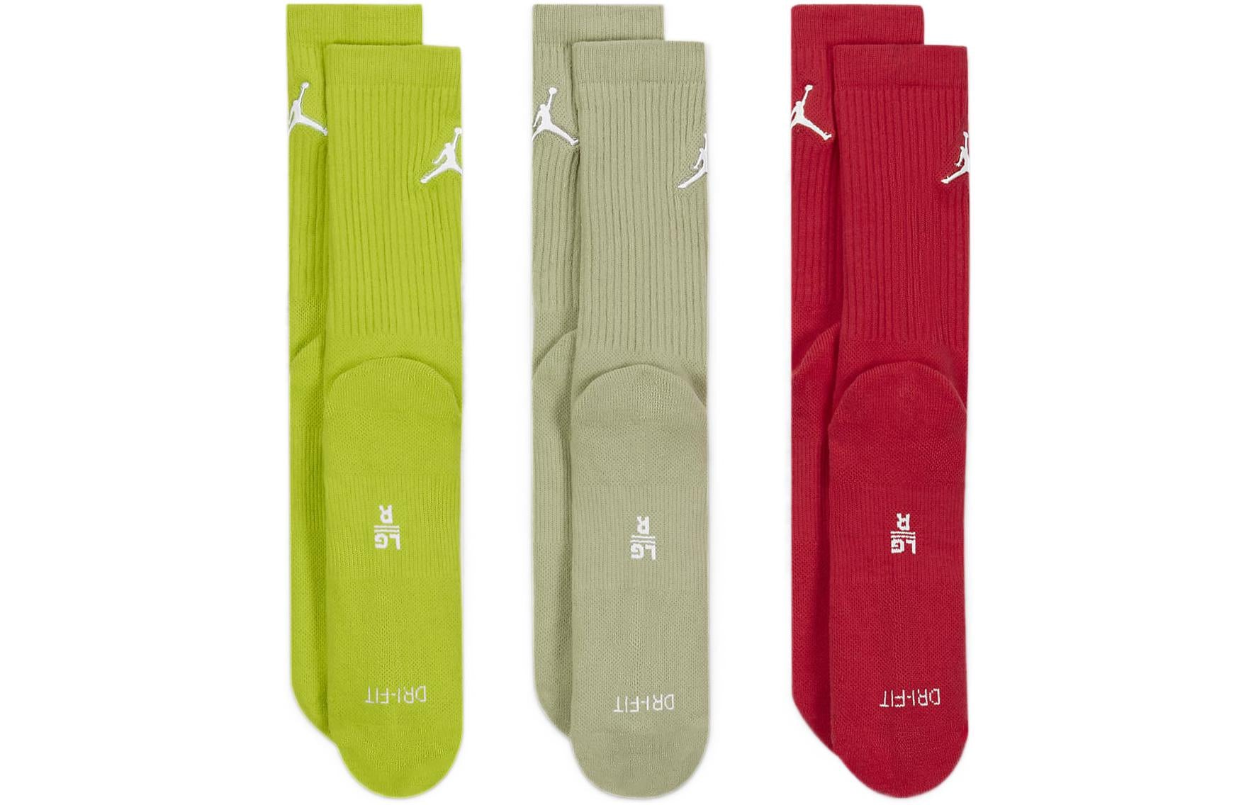 Air Jordan Everyday Max Crew Sports Socks 'Red Olive Green Grey' SX5545-300