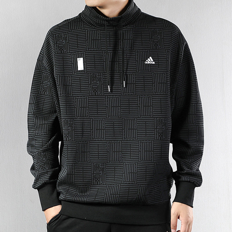 adidas Casual Running Sports Stand Collar Pullover Black FJ0190