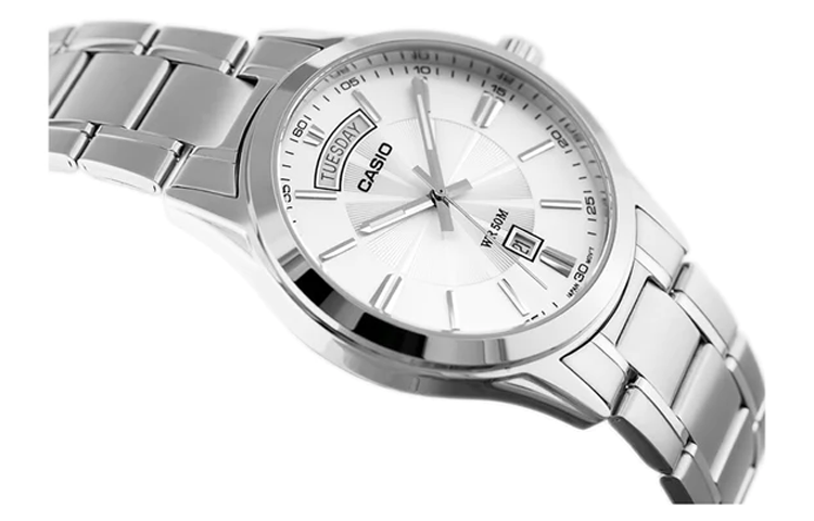 CASIO Sports Quartz Waterproof Stainless Steel Strap Unisex Mens SilverGray Analog MTP-1381D-7AVDF