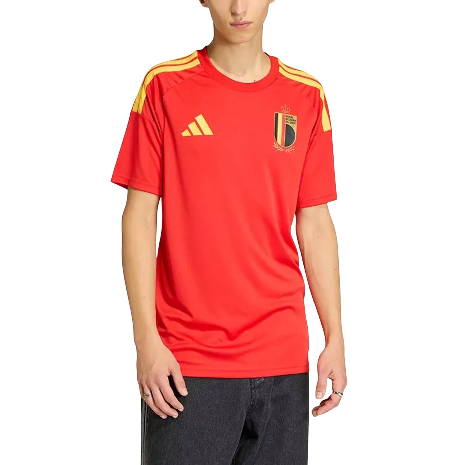 adidas Belgium 26 Home Fan Jersey Asia Sizing 'Red Bold Gold' JZ5990