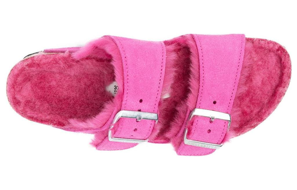 Birkenstock Arizona Shearling Suede Leather Narrow Fit Sandals 'Fuchsia Tulip' 1025554
