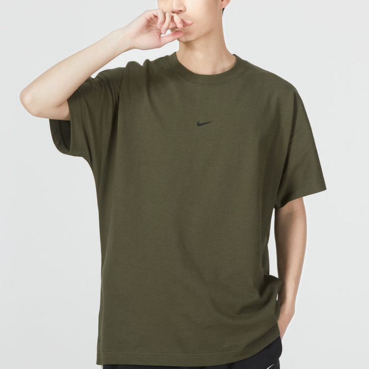 Nike Logo Print Sports Round Collar Short Sleeve Men's Beige Green DD7019-326