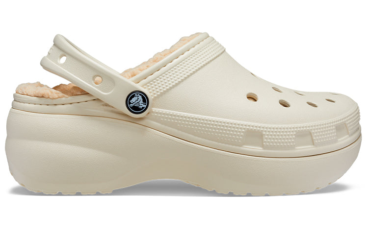 (WMNS) Crocs Classic Platform Lined Clog 'Bone' 207938-2Y2