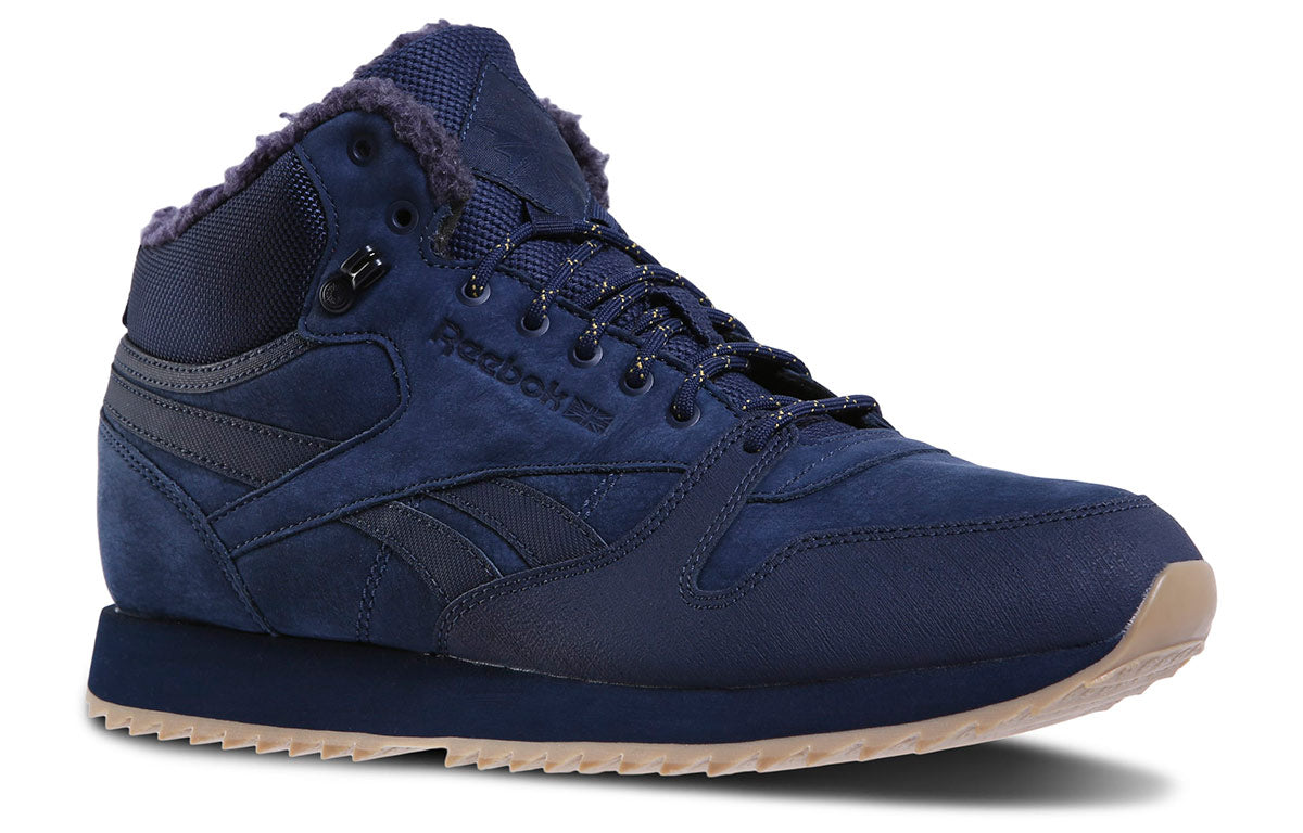 Reebok Cl Lthr Mid Ripple Sherpa Navy Blue Running Shoes DV5109