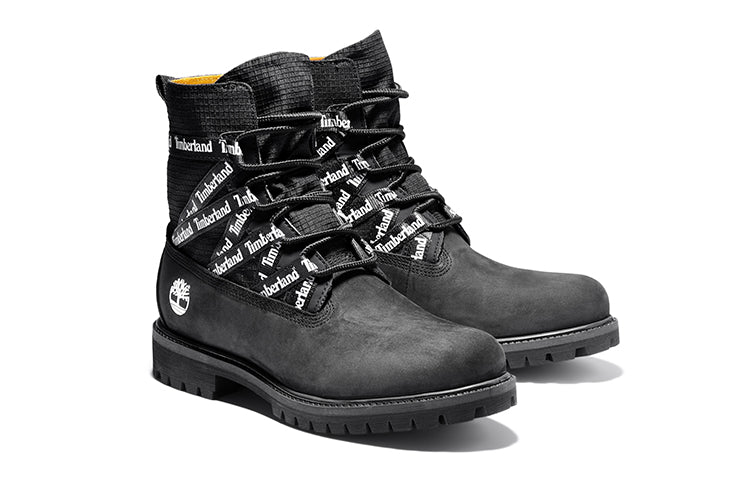 Timberland 6 Inch Premium Fabric and Leather Boots 'Black Logo Straps' A2DV4001