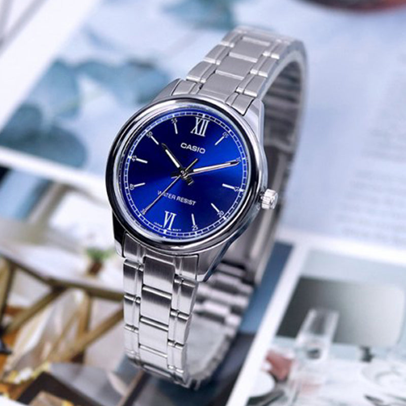 CASIO DRESS SeriesFashion Stainless Steelband Wrist Classic Blue Silver/Blue Quartz Waterproof SilverBlue Analog LTP-V005D-2B2