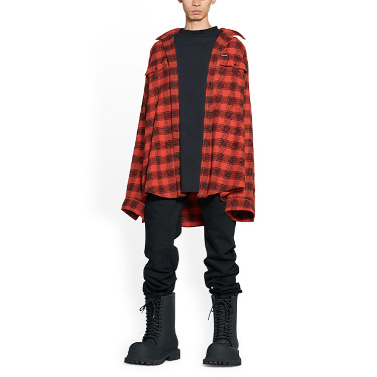 Balenciaga Trompe L'oeil Checked Shirt And T-Shirt 'Red Navy' 699371TNM256167