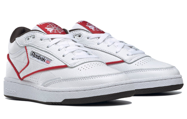Reebok Club C Mid II Fashion Low Top Skate Shoes Unisex White Red GZ5718