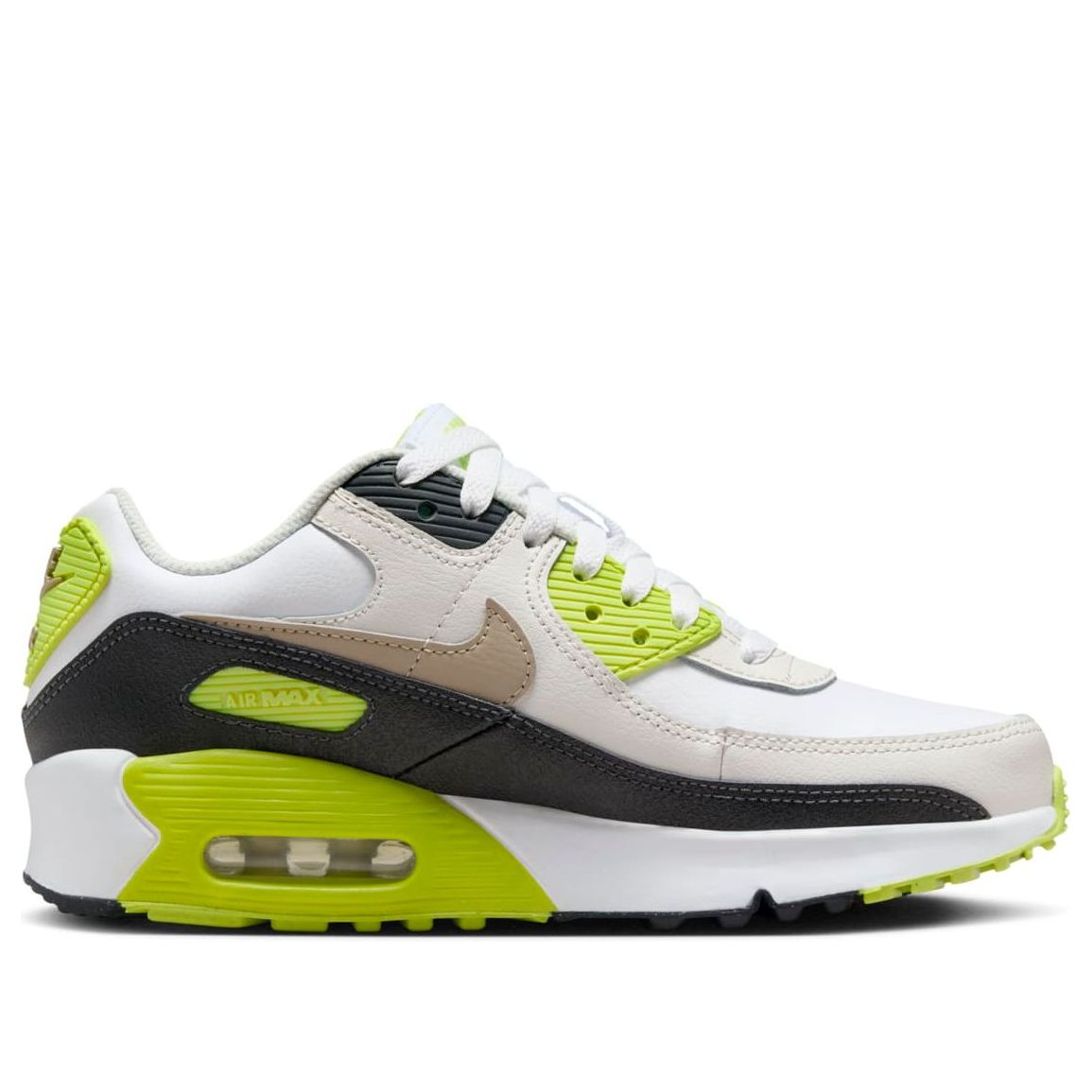 (GS) Nike Air Max 90 'White Cyber Dark Smoke Grey Khaki' HF6358-103
