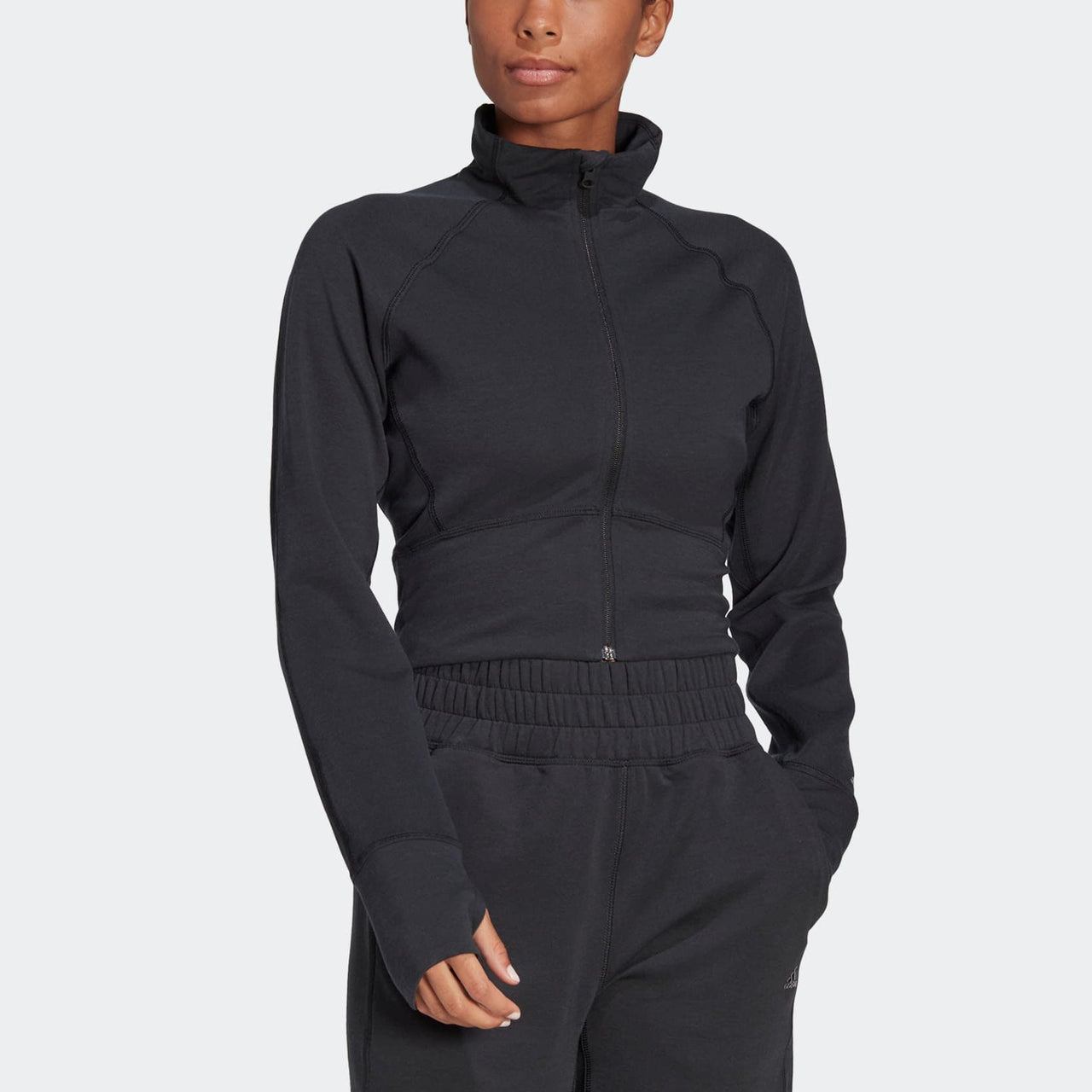 (WMNS) adidas Aeroready Studio Cropped Jacket 'Black' HD8944
