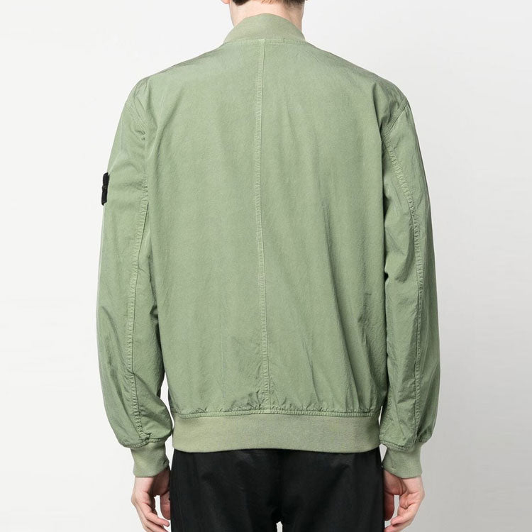 STONE ISLAND Cupro Cotton Twill Bomber Jacket 'Sage' 781542629-V0055