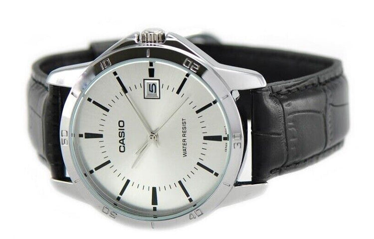 CASIO DRESS Men's Standard Stainless Steel Date Silver Dial Black/White Quartz Waterproof Mens SilverBlack Analog MTP-V004L-7A