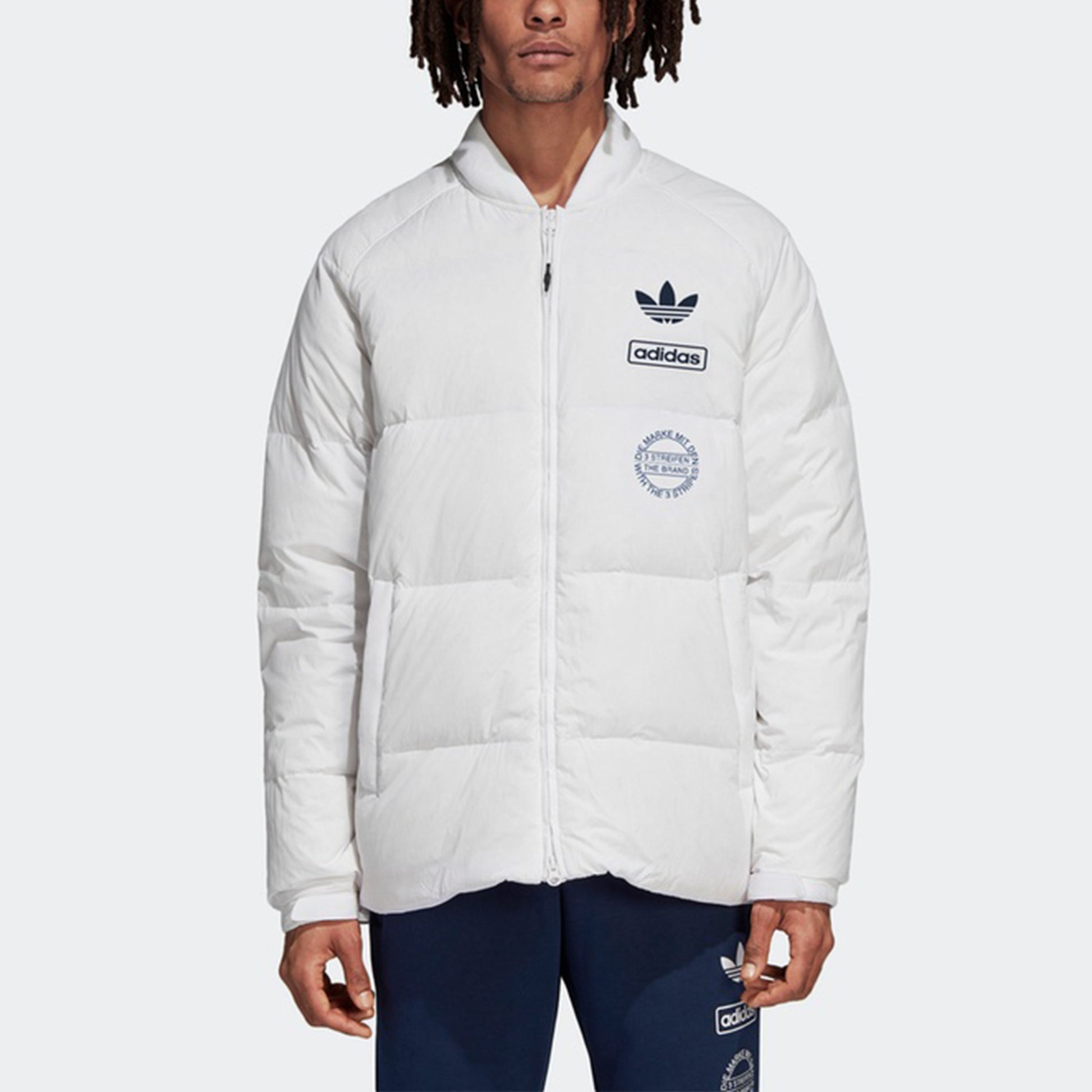 adidas originals Graphic JKT Contrasting Colors Windproof Stay Warm Sports Down Jacket White DP8554