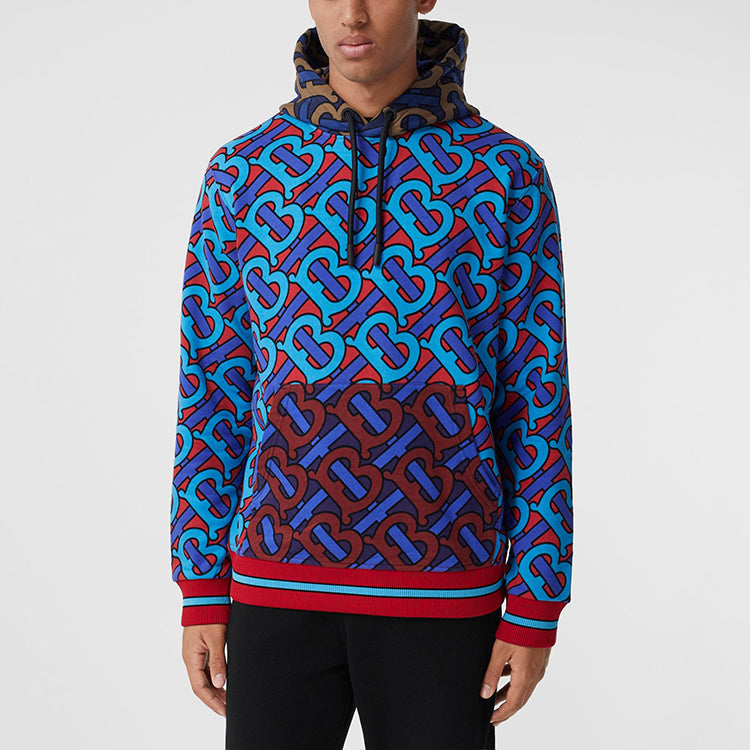 Men's Burberry Colorblock Alphabet Printing Hoodie Blue 80295571