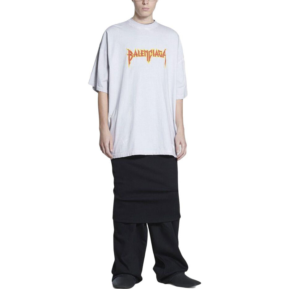 Balenciaga Metallica Short Sleeve T-Shirt Oversized Fit 'White Orange' 694576TMV880901