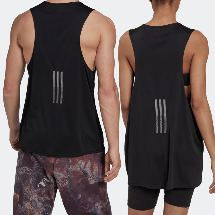 adidas U Prly Slvls T Solid Color Round Neck Loose Sports Vest Unisex Black HK4514