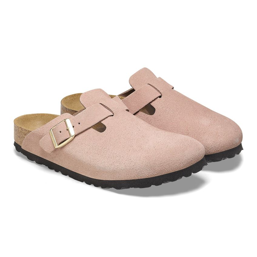 Birkenstock Boston Suede Leather Sandals 'Light Rose' 1026139