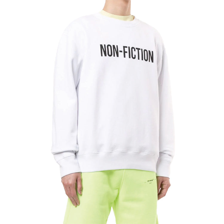 Men's Off-White Slogan Printing Pullover White OMBA025E20FLE0070110