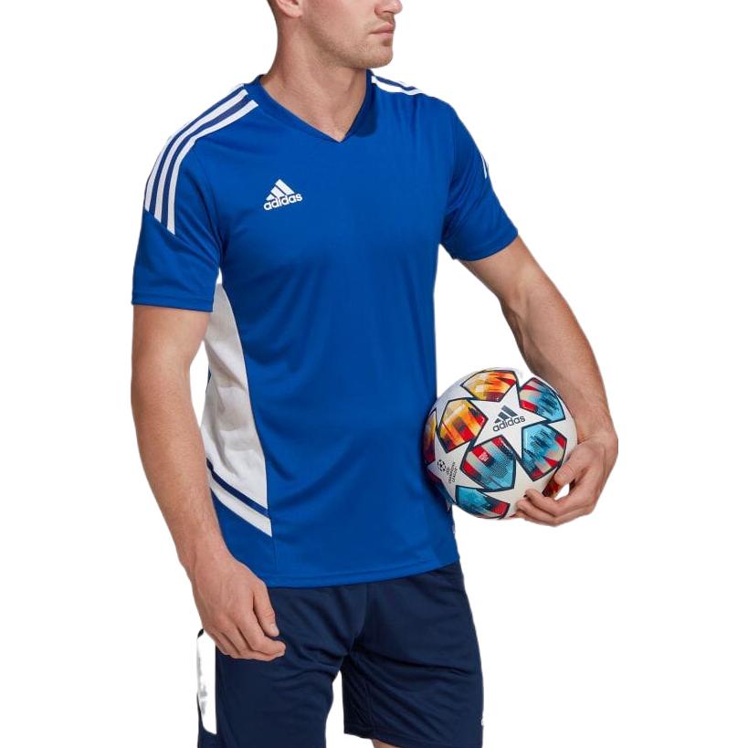 Men's adidas Stripe Printing Logo Colorblock Short Sleeve Japanese Version Blue T-Shirt HA6285