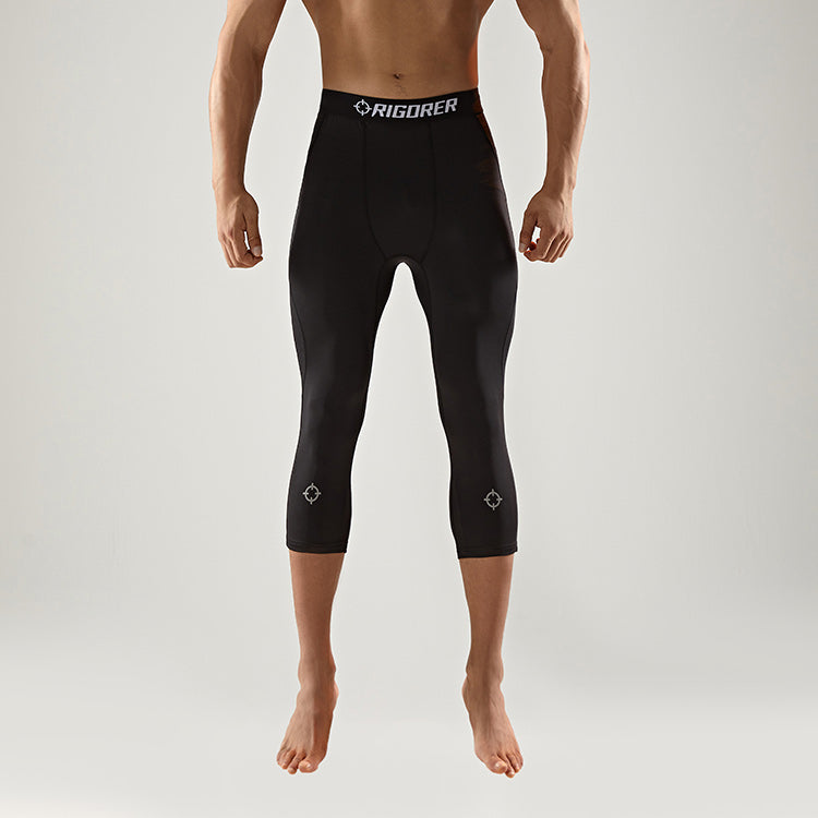 Rigorer Compression Leggings 3/4 with Reflective Print 'Black White' Z119111402
