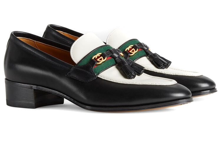 (WMNS) Gucci Loafer with Web and Interlocking G 'Black White' 674662-1W6B0-1170