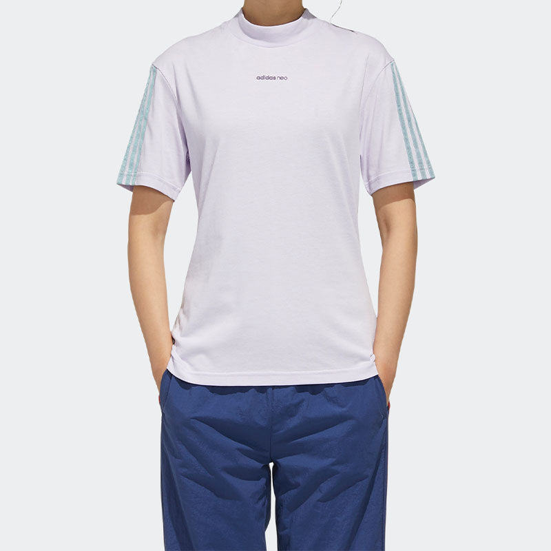 (WMNS) adidas neo Athleisure Casual Sports Small Stand Collar Short Sleeve Purple GD8562