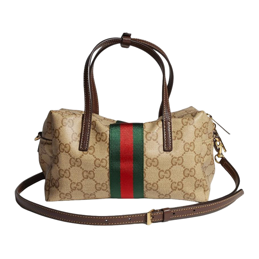 (WMNS) Gucci Mini Boston Bag with Web 'Sand Dark Brown’ 876057-FAF8R-8547
