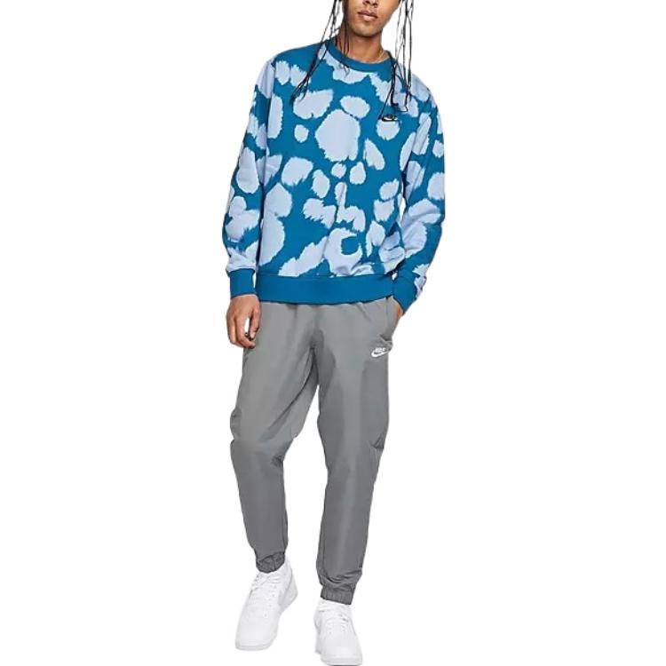 Men's Nike Sportswear Essentitals+ Pattern Full Print Round Neck Long Sleeves Blue DM6915-548