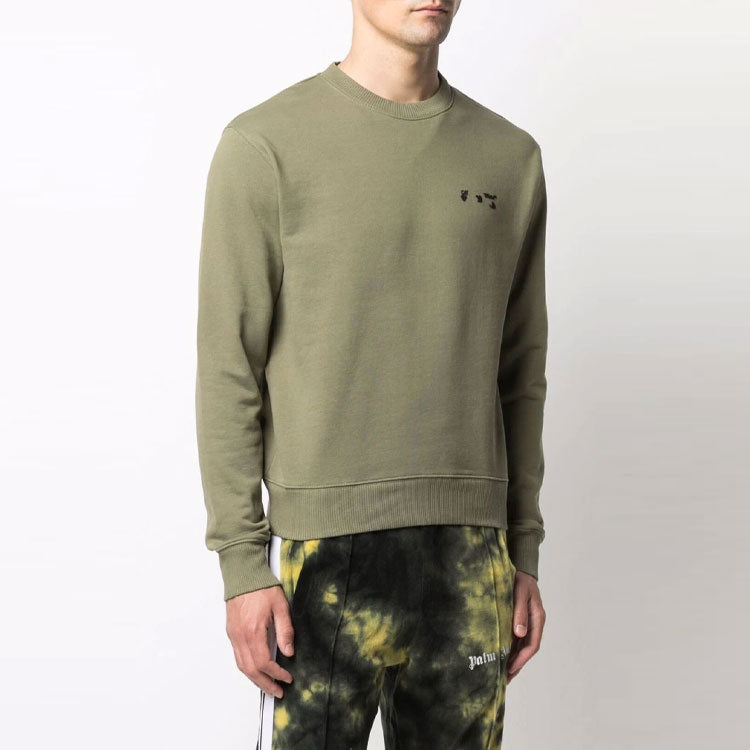 Men's Off-White FW21 Logo logo Pullover Green OMBA025F21FLE0015510