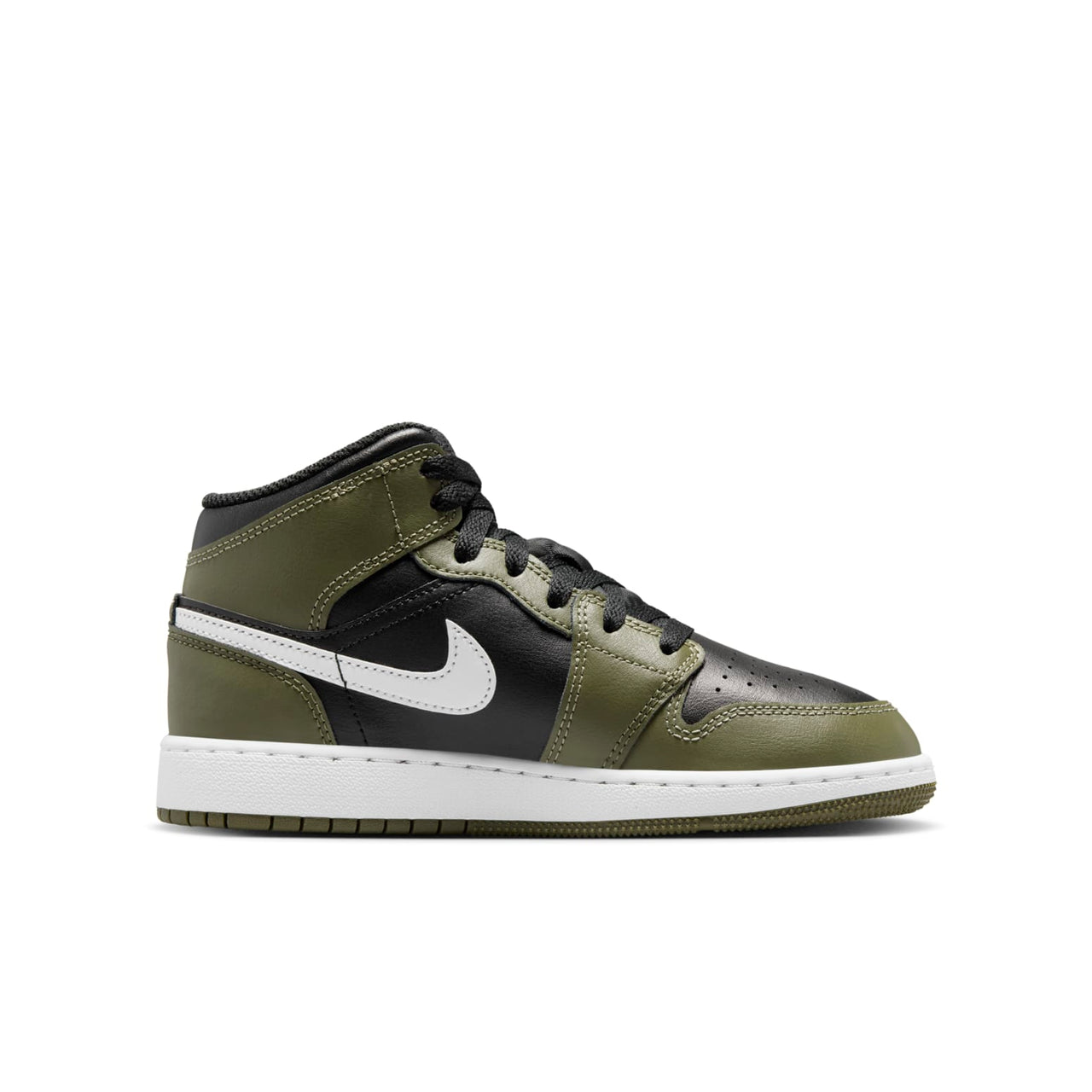 (GS) Air Jordan 1 Mid 'Black White Olive' DQ8423-092