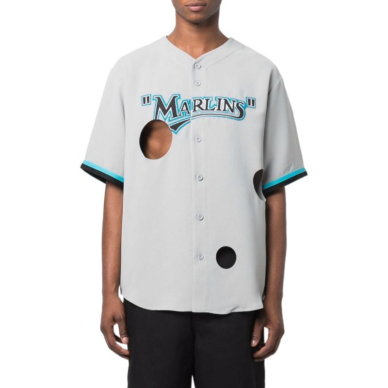 Off-White x New Era x MLB Miami Marlins Shirt 'White Blue Black' OMGA207G21FAB0010910