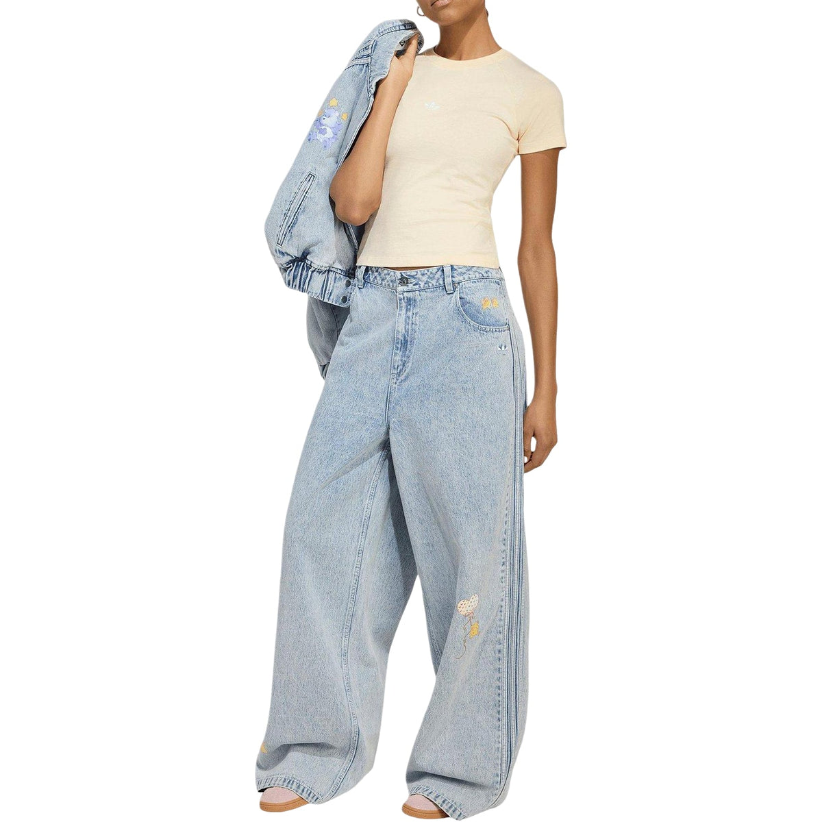 (WMNS) adidas Care Bears High-Rise Wide-Leg Denim Pants Asia Sizing 'Electric Sky' KQ6748