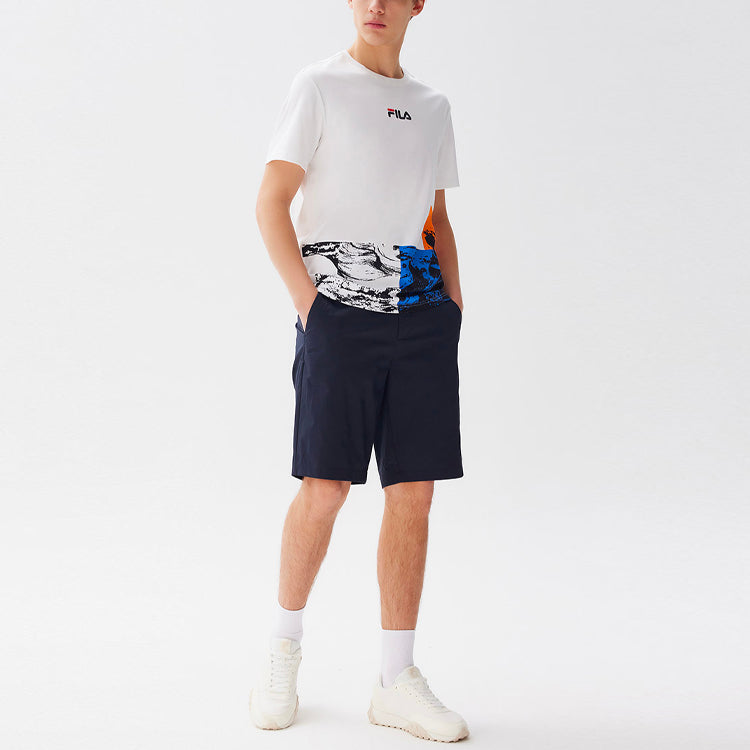 FILA Logo Pattern Casual Sports Shorts Navy Blue F11M122802F-NV