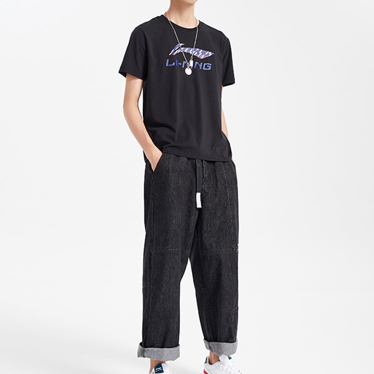 Li-Ning Sports Fashion Series Alphabet Sports Short Sleeve Black AHSQ451-2