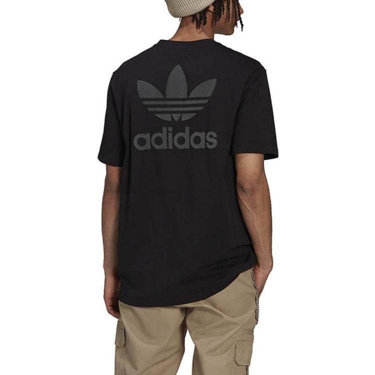 adidas originals Solid Color Logo Round Neck Short Sleeve Black HS8893