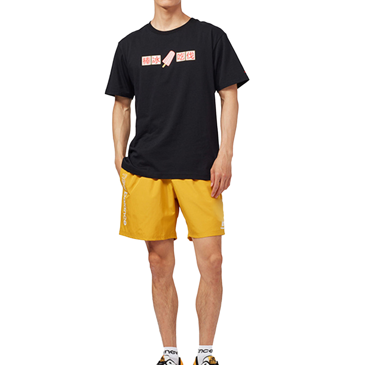 New Balance Casual Sports Round Neck Short Sleeve Couple Style Black AMT02374-BK