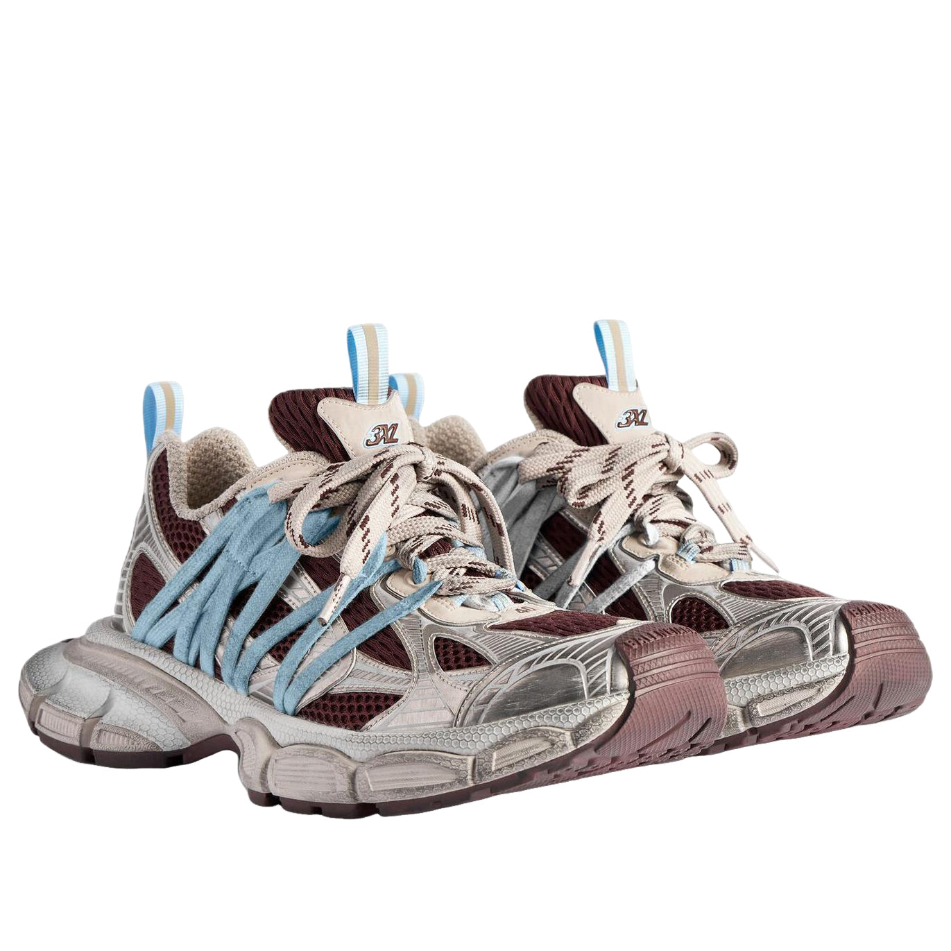 (WMNS) Balenciaga 3XL Interlace Sneaker 'Brown Beige Blue' 863643W3XTL2940