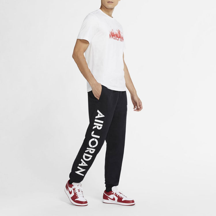 Air Jordan Cozy Lacing Elastic Waistband Windproof Running Training Fleece Lined Sports Long Pants Black DD0397-010