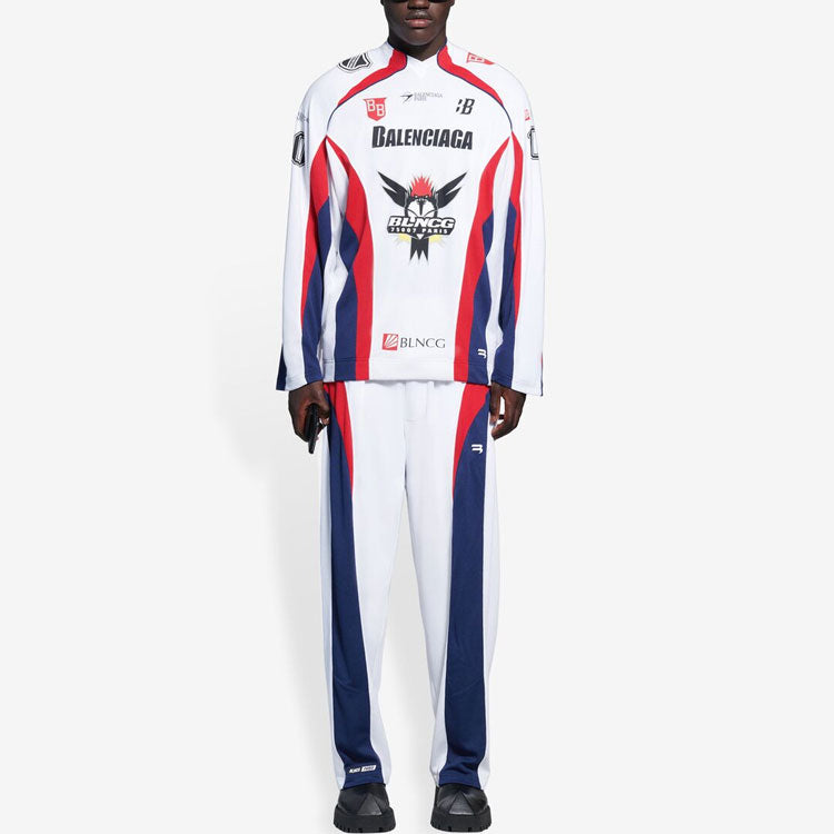 Men's Balenciaga SS21 Hockey Sports Mesh Long Sleeves White 657105TKV248090