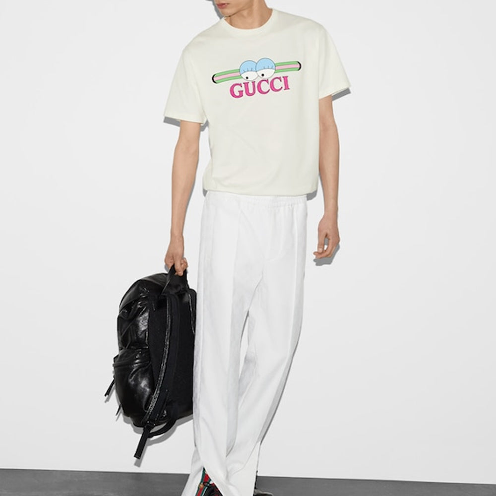 Gucci Cotton Jersey T-Shirt With Gucci Print 'Off White' 785345-XJGIM-9095