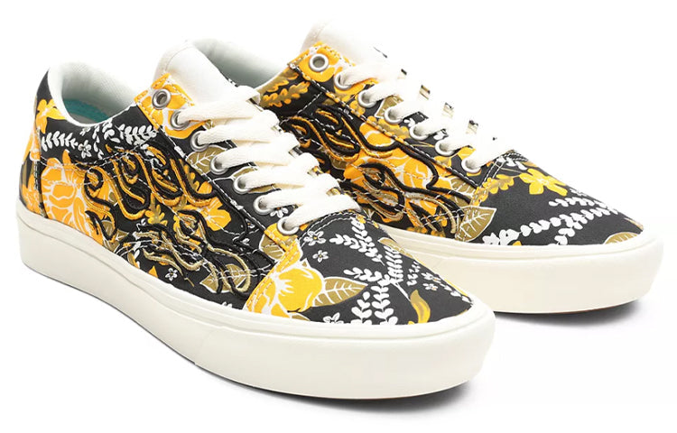 Vans Flame Embroidery Comfycush Old Skool 'Black Yellow' VN0A3WMA4B9