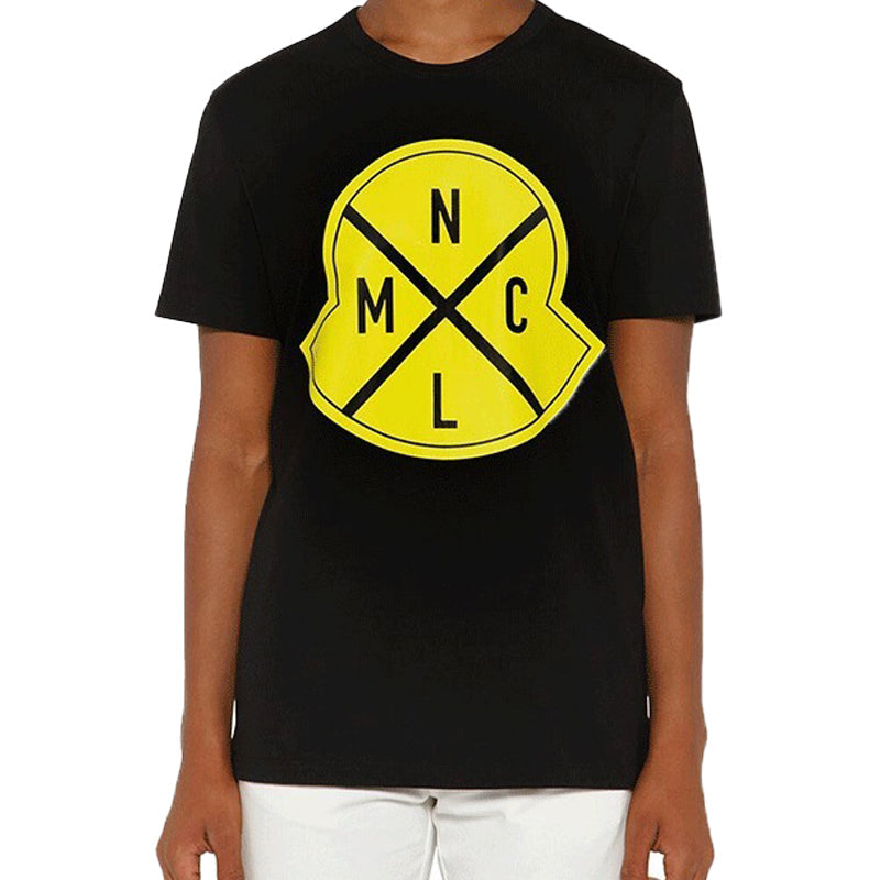 Men's Moncler Pattern Alphabet Printing Short Sleeve Black 0918C736208390T999