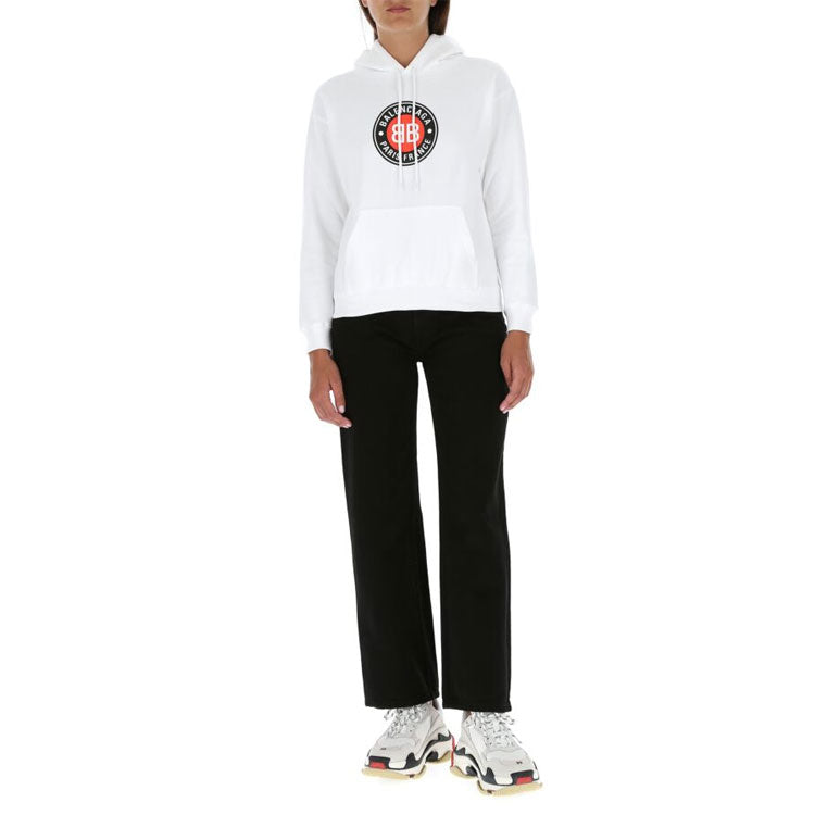 (WMNS) Balenciaga Casual Cotton hooded Long Sleeves Hoodie White 612959TJVD79000