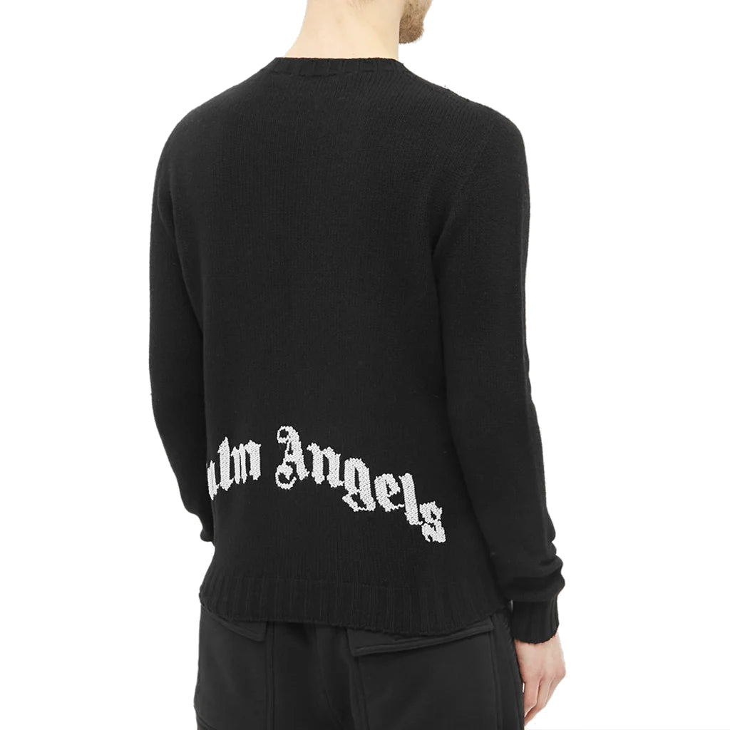Palm Angels Wool Back Embroidered Logo Crew Knit 'Black' PMHE027F20KNI0011001