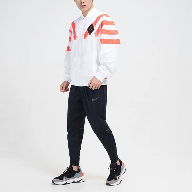 Air Jordan Srt Lgc Nylon Jacket Stripe Zipper Jacket 'White Red' BV5406-100