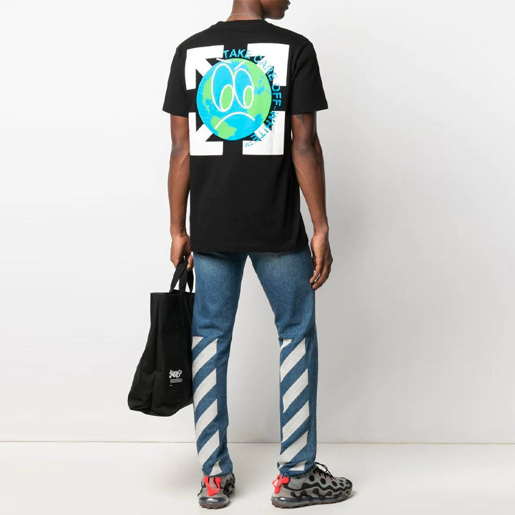 Off-White SS21 Arrows Printing Round Neck Printing Short Sleeve Ordinary Version Black OMAA027S21JER0271001
