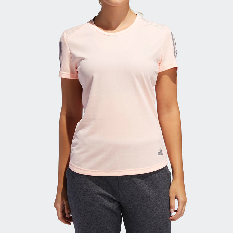 (WMNS) adidas Own The Run Sports Short Sleeve Tee 'White Pink' DX1975