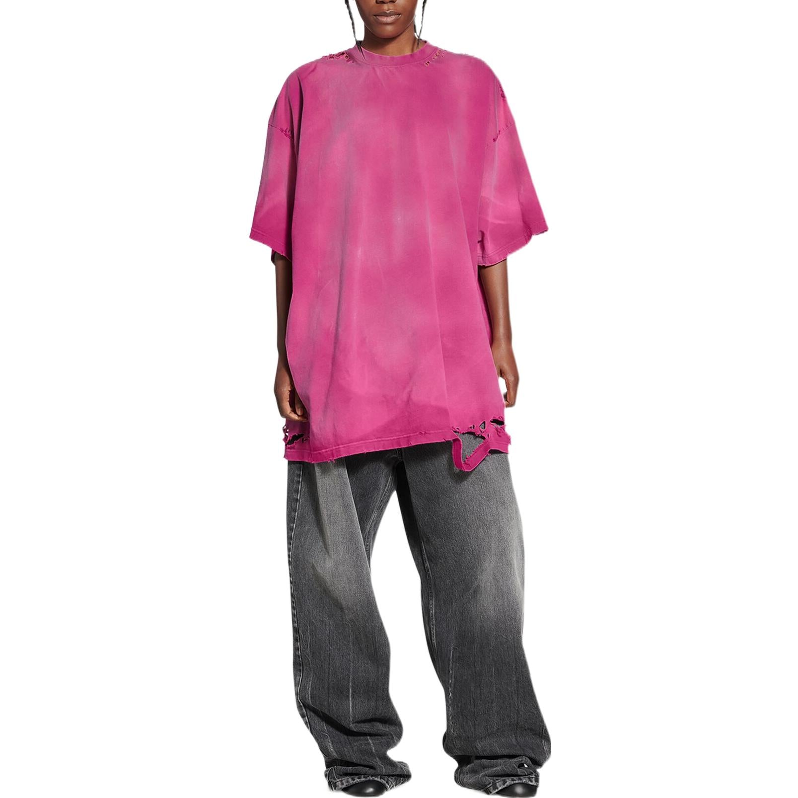 Balenciaga 3B Sports Icon Repaired Oversized T-Shirt 'Dark Fucshia' 704056TMVA50556