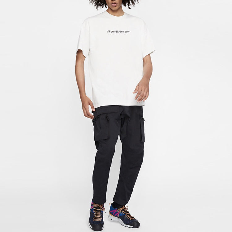 Men's Nike ACG Series Back 3D Alphabet Printing Casual Round Neck Short Sleeve White T-Shirt BV8351-121