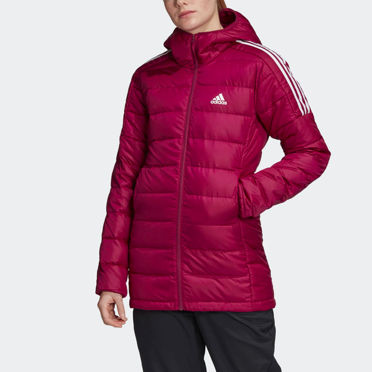 (WMNS) adidas Light Down Hooded Parka 'Power Berry' GH4592